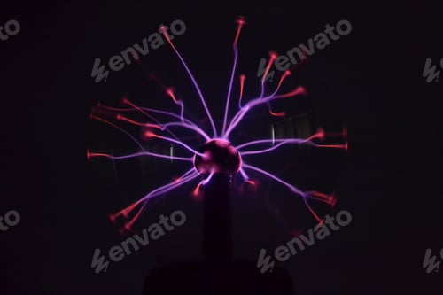 Preview: Closeup shot of a colorful plasma ball on a black background