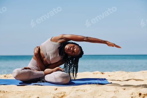 Woman stretching right side