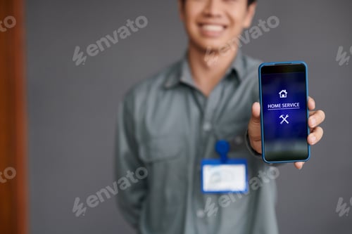 Preview: Home Service Worker Showing Mobile App