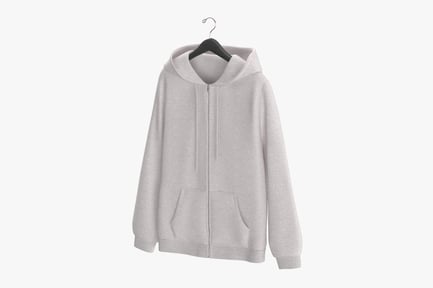 Preview: Heather Grey Zip-Up Hoodie with Pockets on Hanger