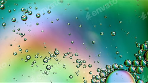 Preview: Abstract Colorful Food Oil Drops Bubbles and spheres Flowing on Water Surface