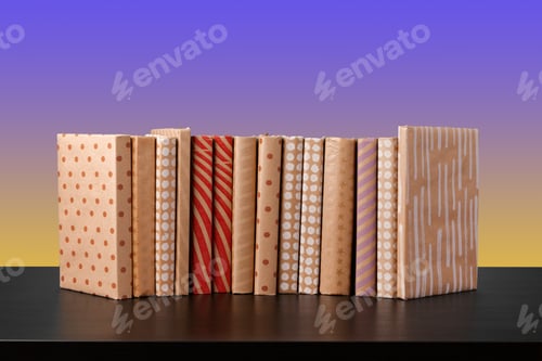 Preview: Stack of books on black wooden table
