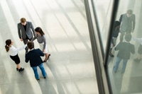 Preview: People at the hall in office building