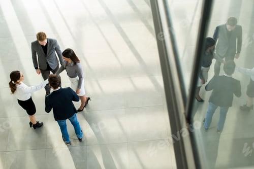 Preview: People at the hall in office building
