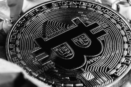 Preview: Bitcoin on silver background. Halving cryptocurrency. The crisis in the economy.