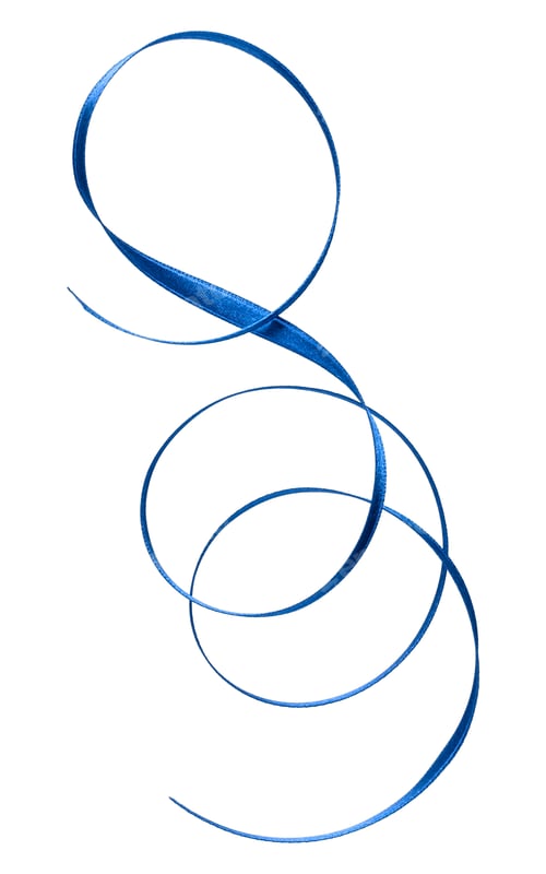 Preview: Shiny satin ribbon in blue color isolated on white background close up