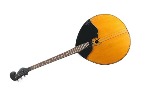 Preview: Domra isolated on white. Folk string musical instrument
