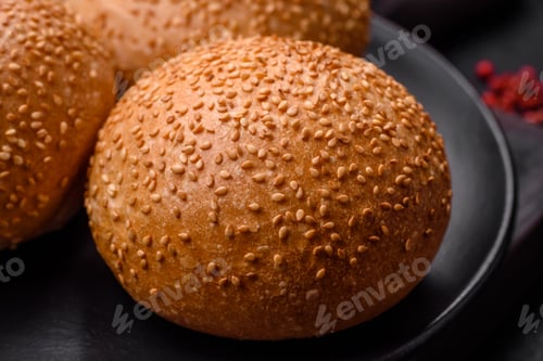 Preview: Delicious fresh crispy white round bread with seeds and grains