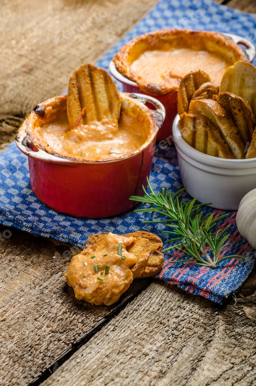 Preview: Tomato and cheese dip baked with crispy garlic toast