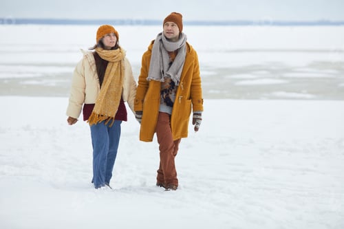 Preview: Couple Walking in Minimal Winter Landscape