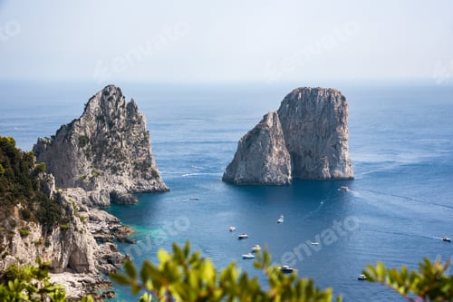 Preview: Aerial view of Faraglioni rocks at Capri Island