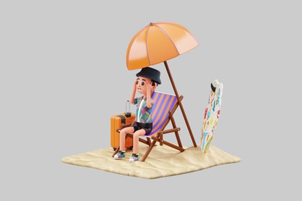 Preview: Cartoon tourist at the beach