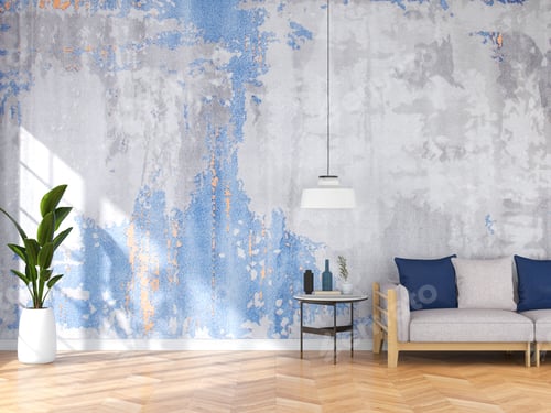 Preview: Interior living room with sofa and decorations. Scandinavian design. 3D render