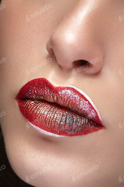 Preview: Close up lips with professional make up and lipstick
