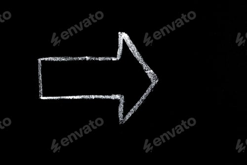 Preview: Direction arrows, hand drawn on a black board to the left right up or down.