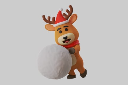 Preview: Cartoon reindeer with snowball