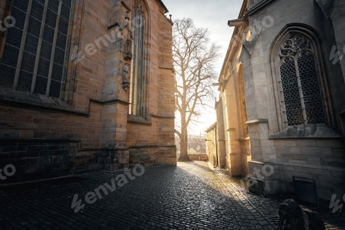 Preview: Sunlight between Erfurt Cathedral and St. Severus Church (Severikirche) - Erfurt, Thuringia, Germany