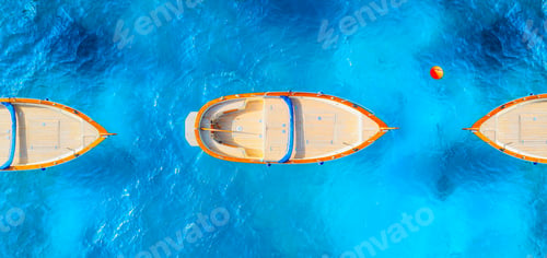 Preview: Drone view of a motor boat. Luxury transportation. Vacation and holidays.