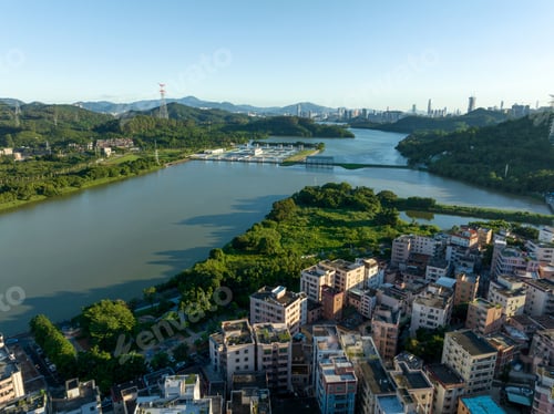 Preview: Aerial view of urban village landscape in Shenzhen city,China