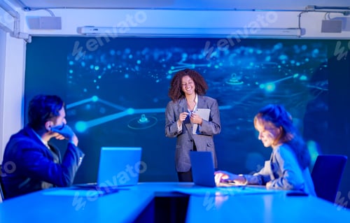 Preview: Business meeting with presentation in office setting during daytime