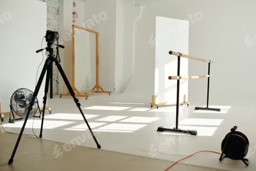 Preview: Part of spacious photo studio with technical equipment and other property