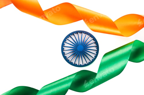 Preview: Indian Independence Day concept background with Ashoka wheel