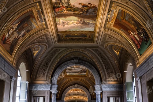 Preview: ROME, ITALY - JUNE 28, 2019: ceiling with ancient frescoes in vatican museum