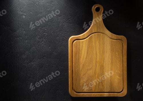 Preview: cutting board at black background