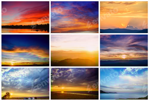 Preview: Comfortable houses at sunset.