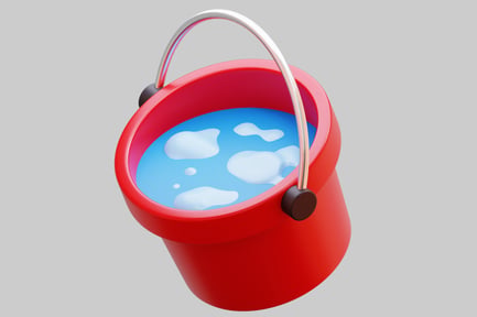 Preview: 3D Stylized Red Bucket With Water