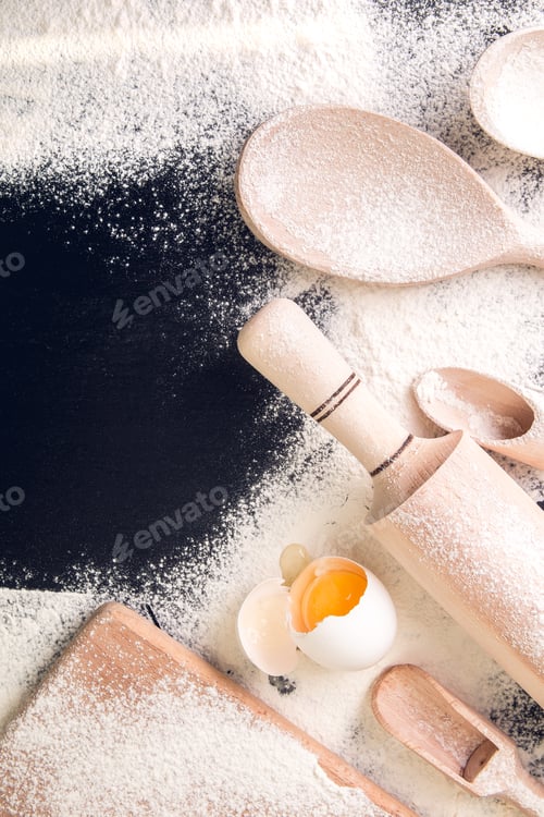 Preview: Book for recipe around utensils and flour