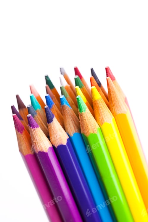 Preview: crayons isolated on white background