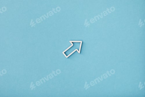 Preview: top view of white diagonal frame pointer on blue background