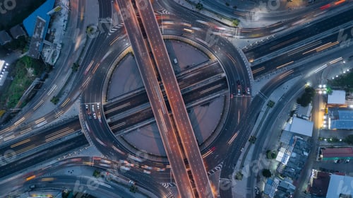 Preview: Aerial view elevated road and traffic junctions, Modern construction design traffic ways traffic.