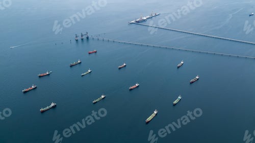 Preview: Aerial view oil chemical tanker at sea, Industrial crude oil and fuel tanker ship in deep ocean.