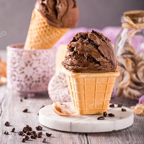 Preview: Delicious chocolate ice cream for dessert
