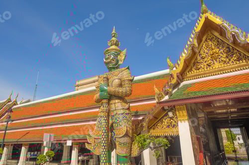 Preview: Golden pagoda at Temple of the Emerald Buddha in Bangkok, Thailand. Wat Phra Kaew and Grand palace