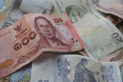 Preview: Cash from various countries. Cash from various countries. Global economic crisis concept.