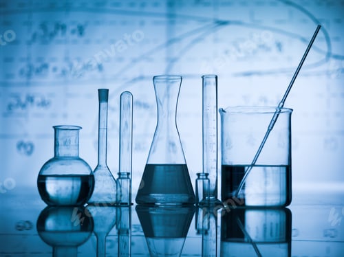 Preview: Group of flask on a lab table