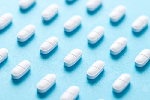 Preview: White prescription pills for medical or medicine theme