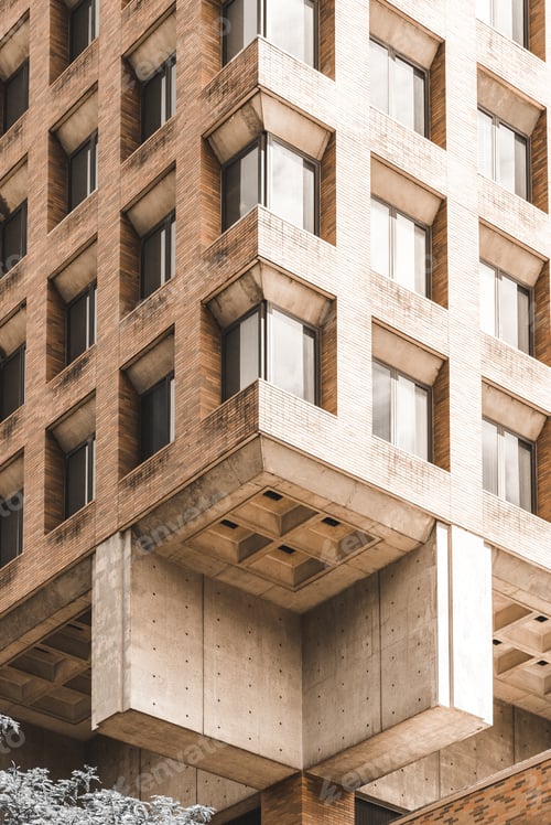 Preview: Vertical of a brutalist style architecture in New York City, USA