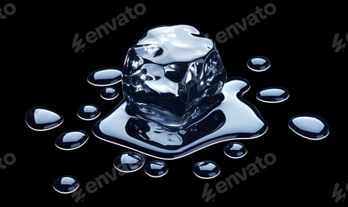 Preview: Melting ice cube on black background