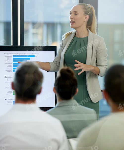 Preview: How do we improve our metrics. Shot of a young businesswoman giving a presentation at work.