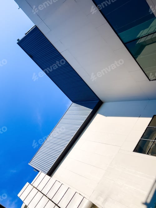 Preview: Modern office building with the sky, minimal building, abstract background, Art.