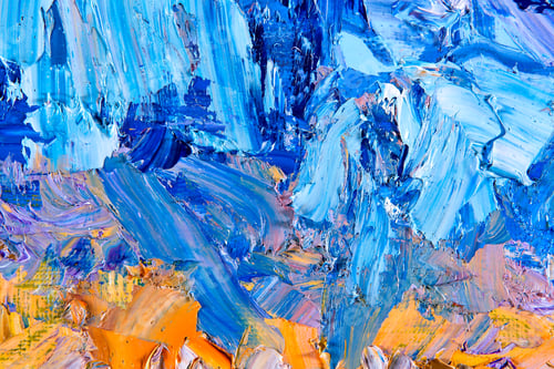 Preview: Abstract Painting Close Up with Blues, Oranges, Purples