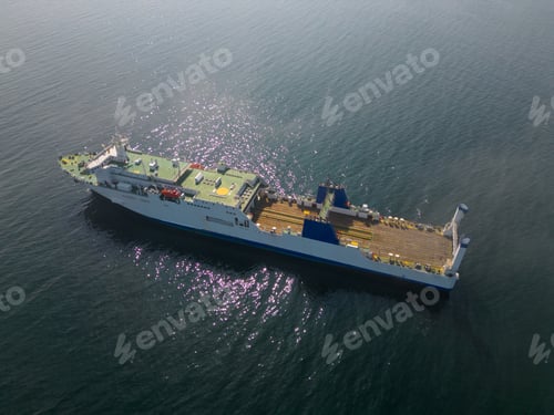 Preview: ferryboat in the sea aerial view. This vantage point can offer a unique and expansive view of the