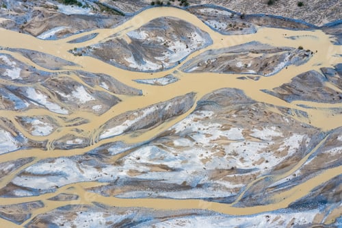 Preview: aerial view of kunlun river, riverbed texture background