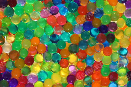 Preview: Abstract multicolored light background with hydrogel pearl texture, water suction balls