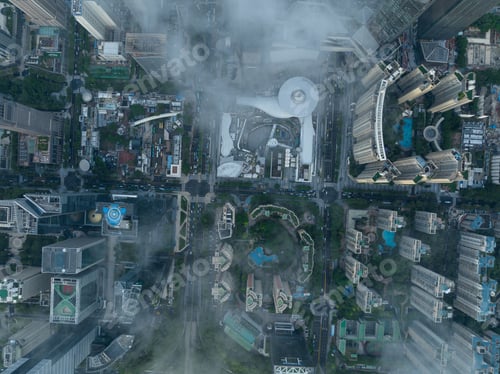 Preview: Shenzhen ,China - Circa 2022: Aerial view of landsccape in Shenzhen city, China