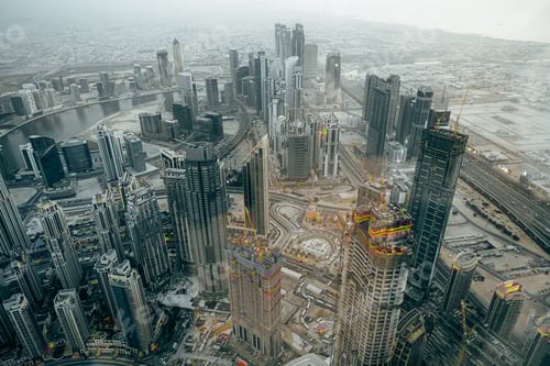 Preview: Cityscape of Dubai at dusk, view from the top of Burj Khalifa
